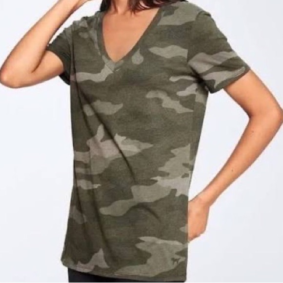 PINK Victoria's Secret Tops - PINK Victoria Secret Camo v-neck t-shirt